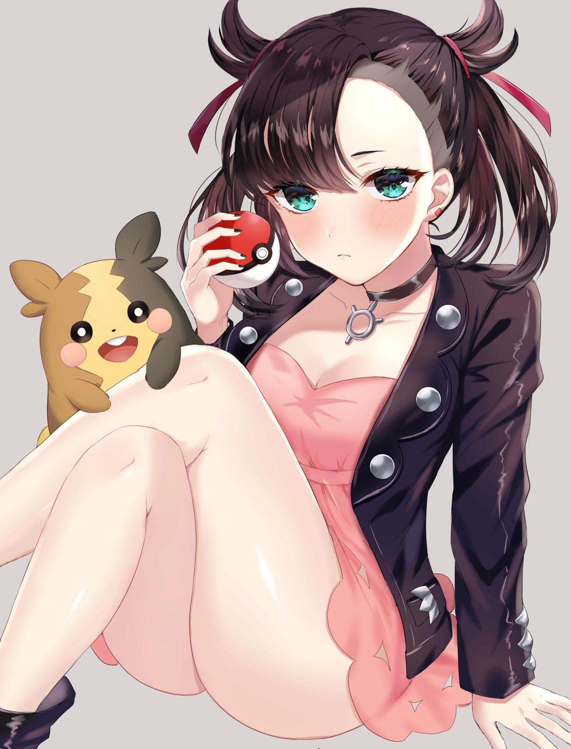 cleavage, dress, mary_(pokemon), morpeko, parum, pokemon, pokemon_swsh, skirt_lift