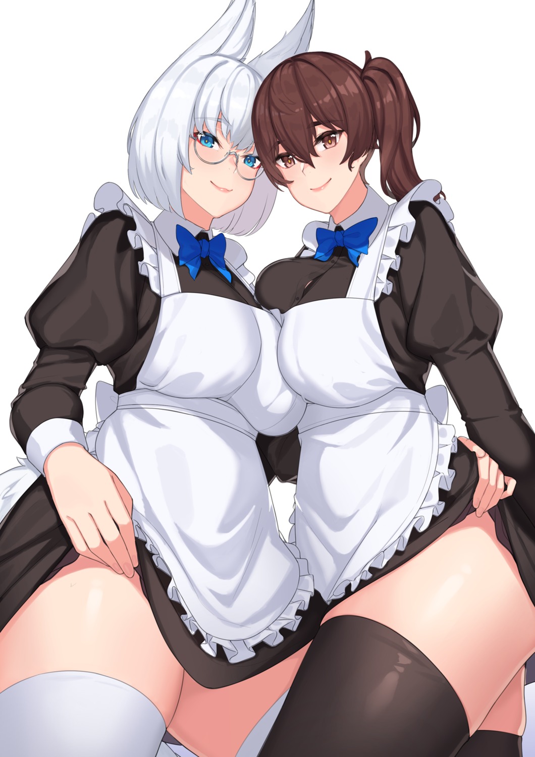 animal_ears, azur_lane, crossover, franham, kaga_(azur_lane), kaga_(kancolle), kantai_collection, kitsune