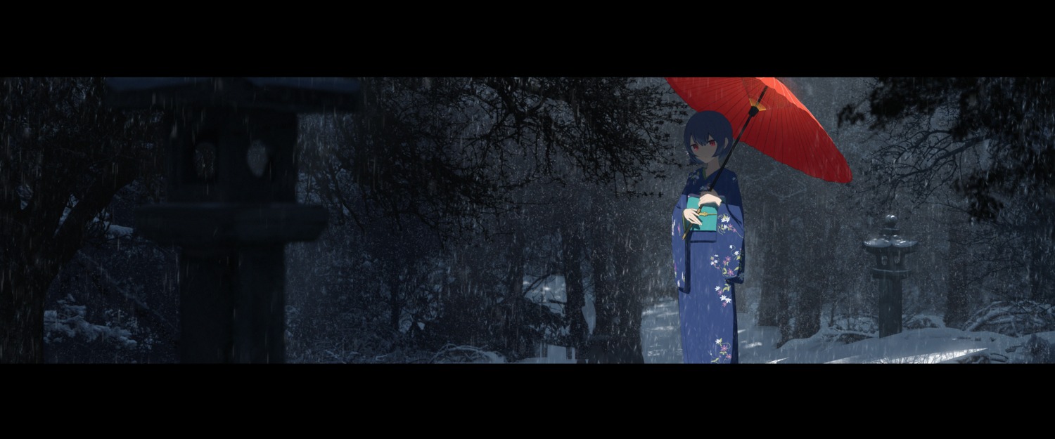 asteroid_ill, kimono, landscape, morino_rinze, the_idolm@ster, the_idolm@ster_shiny_colors, umbrella