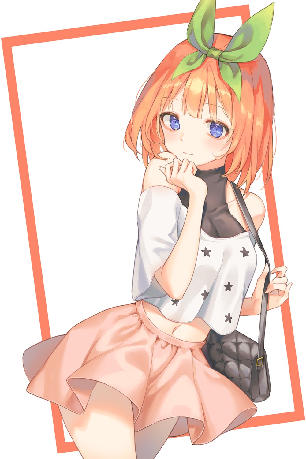 5-toubun_no_hanayome, breast_hold, cha_chya, nakano_yotsuba, skirt_lift