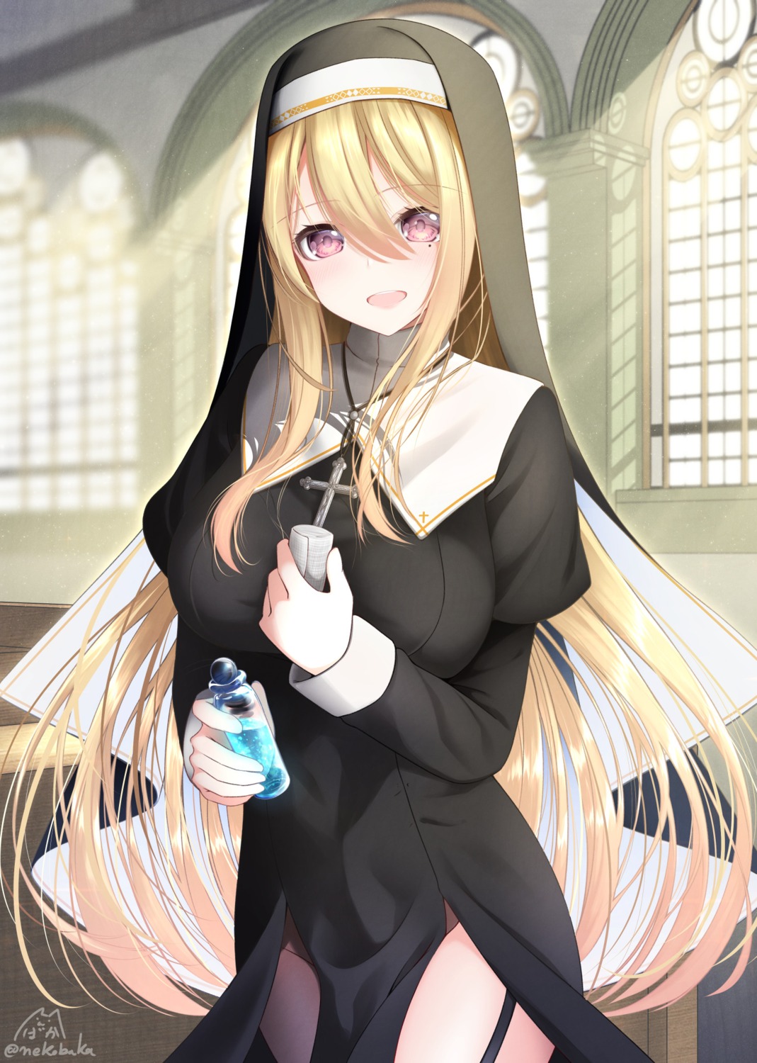 breast_hold, nekobaka, nun