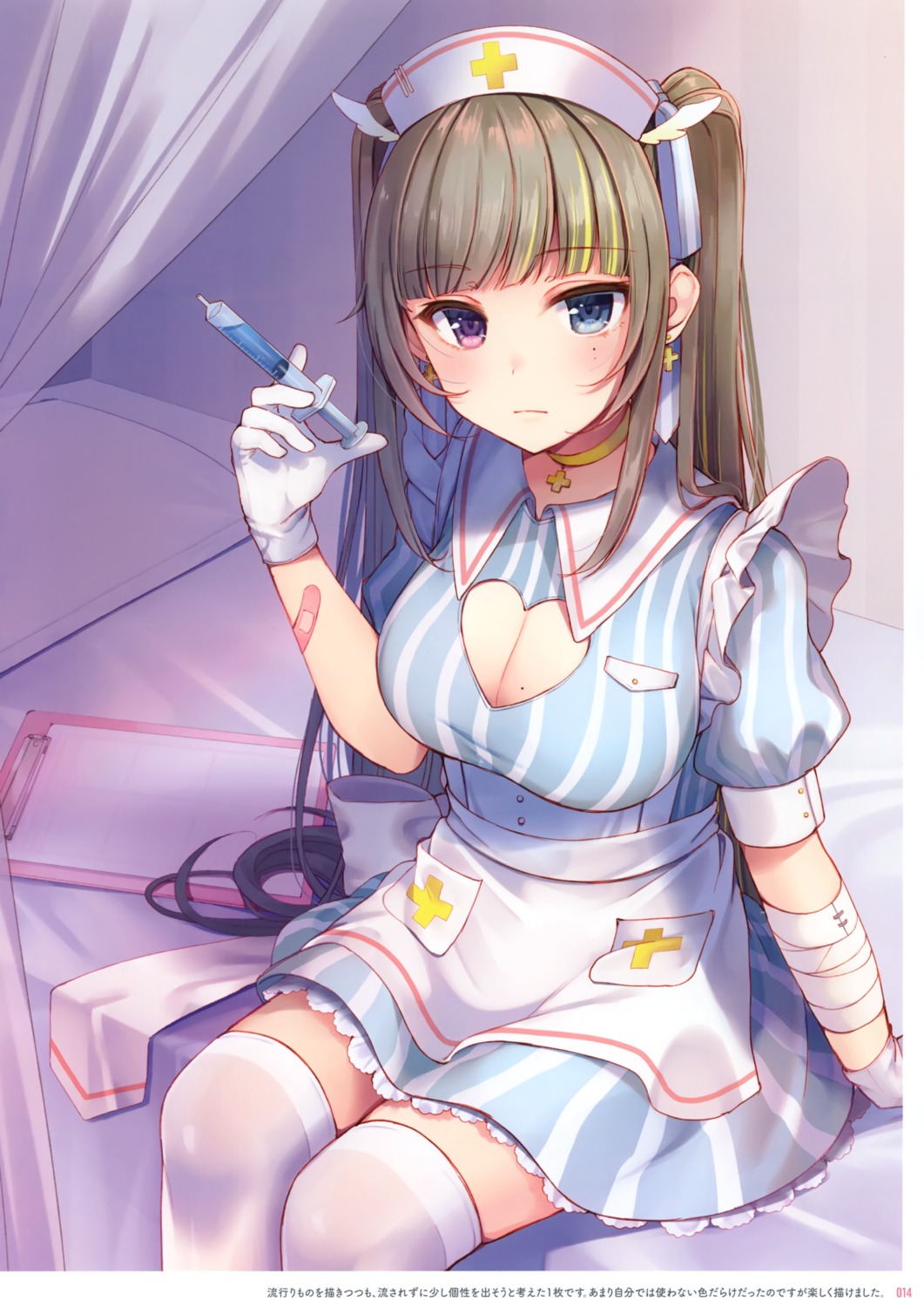 bandages, cleavage, momoirone, nurse, thighhighs