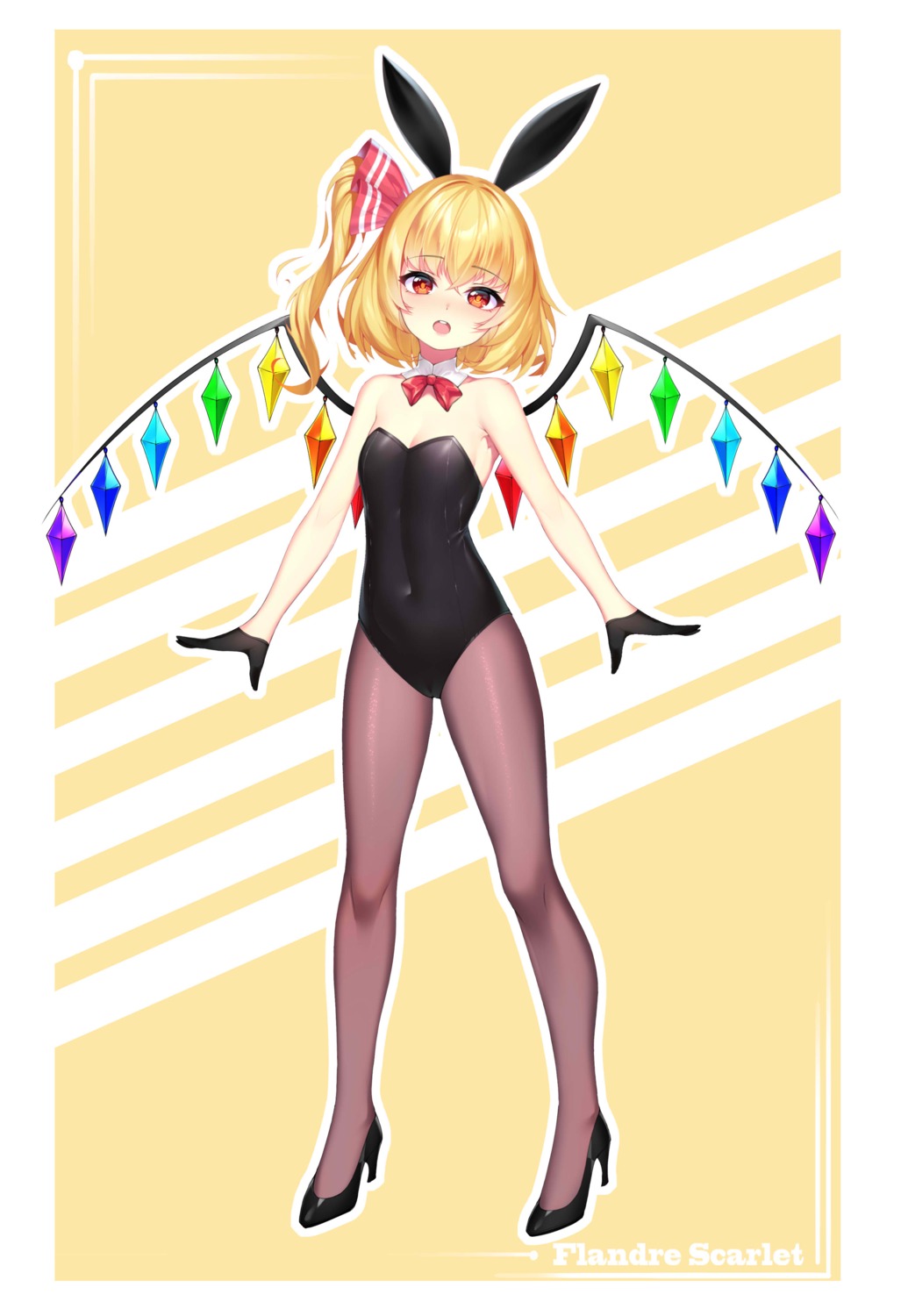 animal_ears, bunny_ears, bunny_girl, cleavage, flandre_scarlet, heels, pantyhose, touhou
