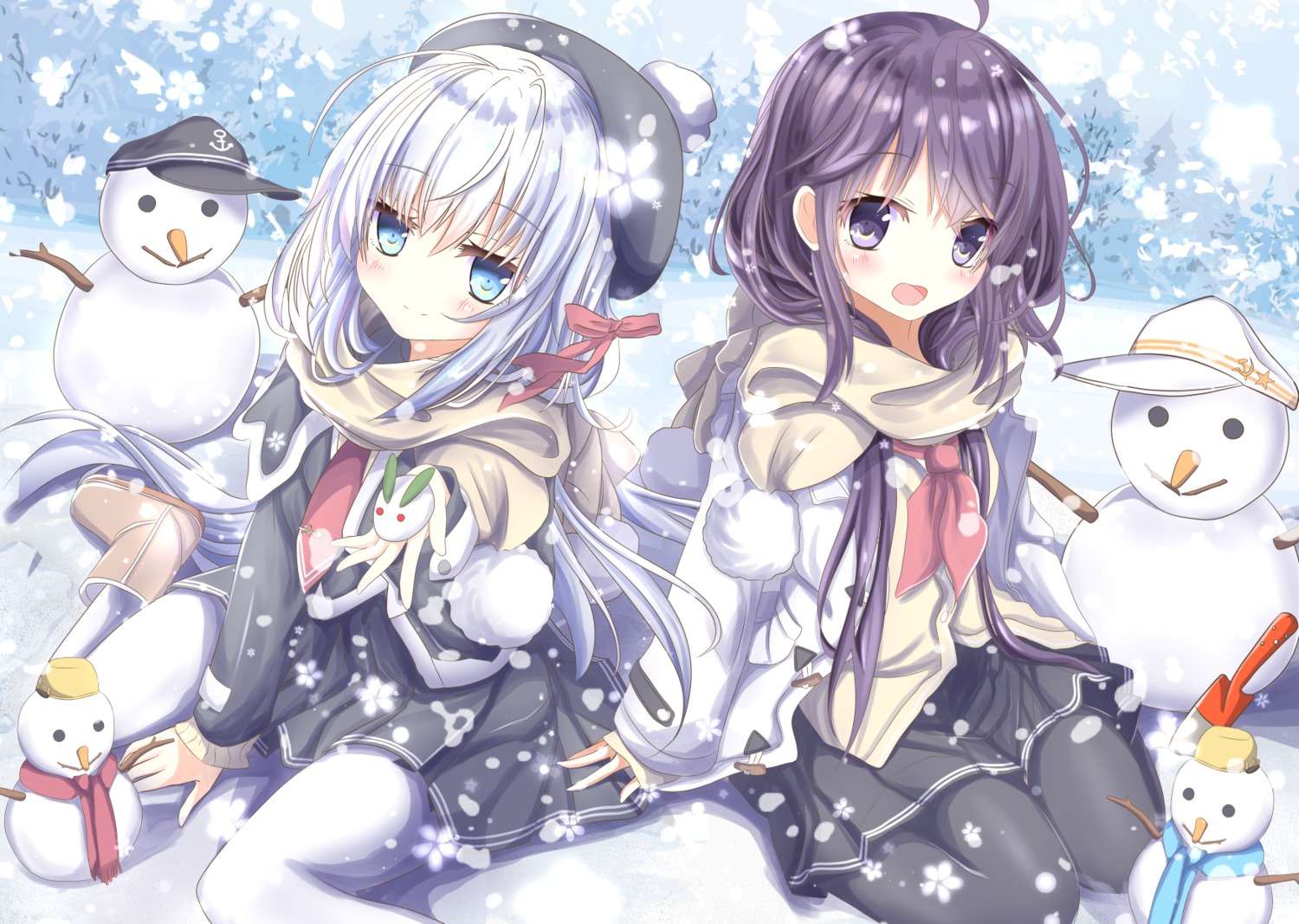 akatsuki_(kancolle), aruka_(alka_p1), hibiki_(kancolle), kantai_collection, pantyhose, seifuku, sweater, verniy_(kancolle)
