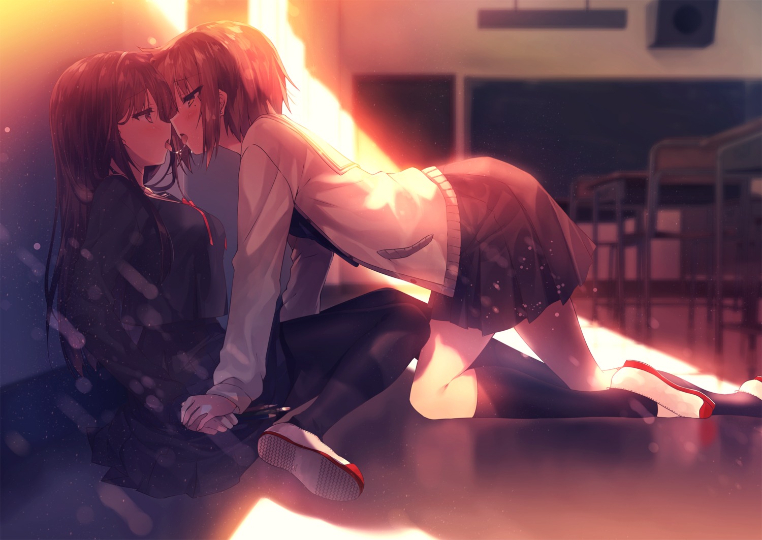 pantyhose, seifuku, shouna_mitsuishi, sweater, yuri