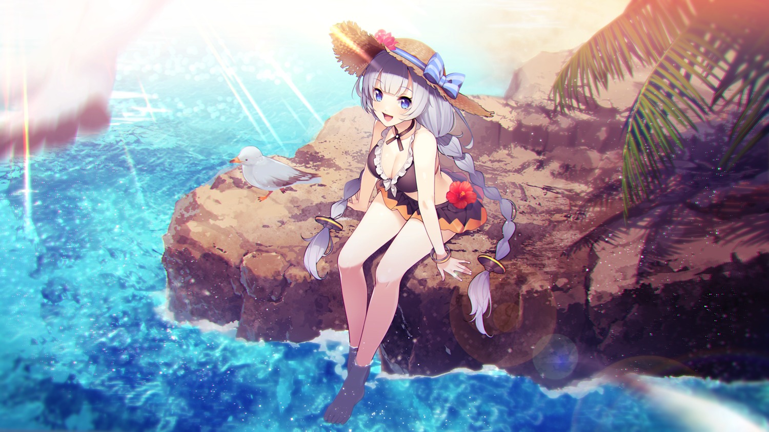 bikini, cleavage, kizuna_akari, shirinda_fureiru, swimsuits, vocaloid, voiceroid, wallpaper, wet