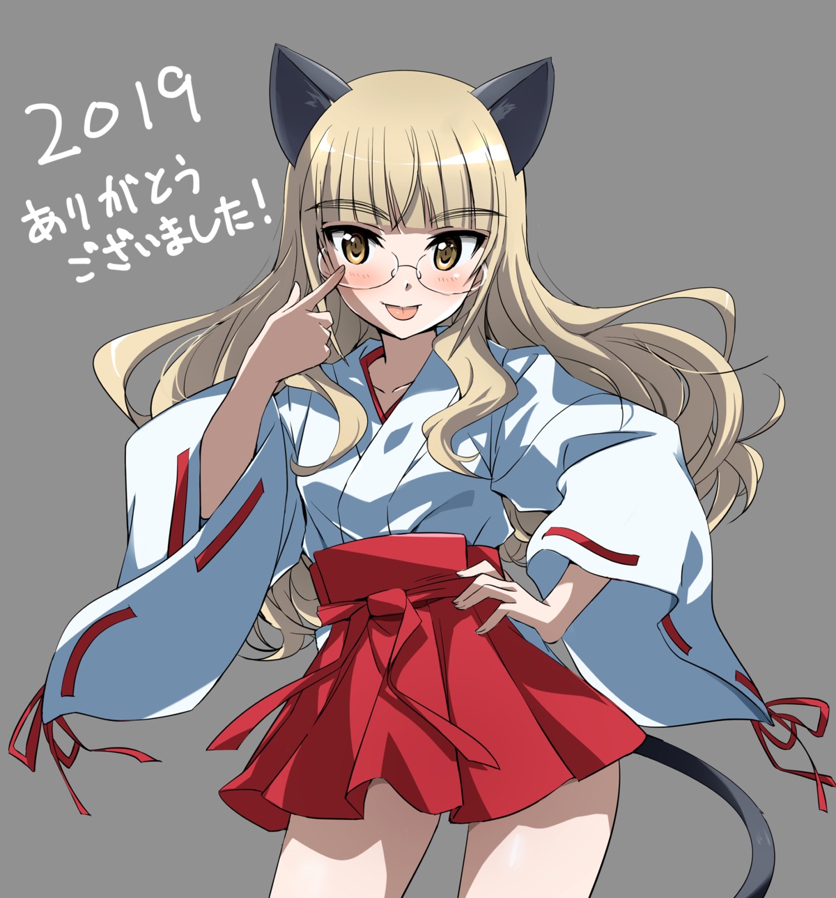 animal_ears, megane, miko, nekomimi, perrine-h._clostermann, strike_witches, tail, tokiani