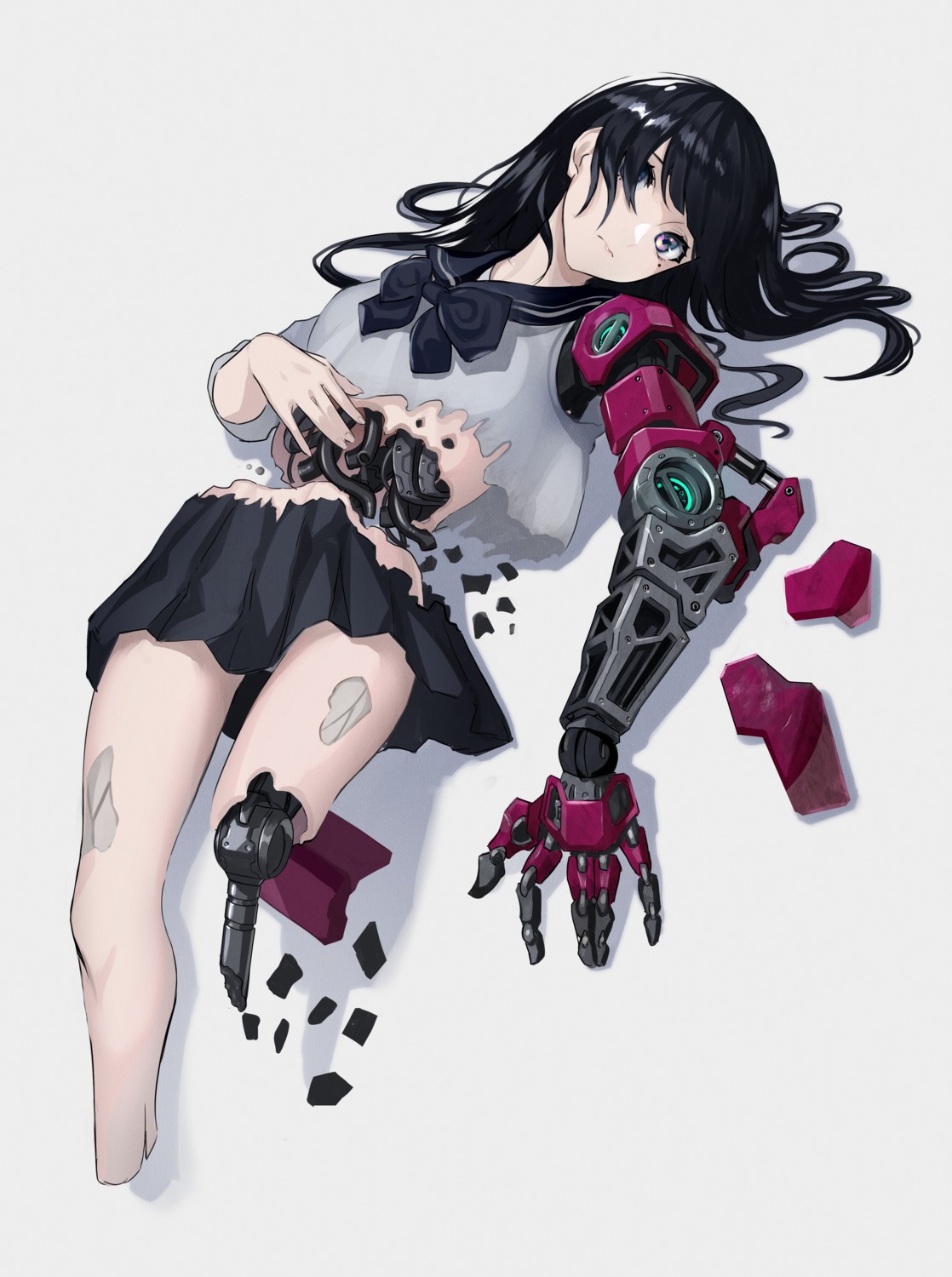 asagon007, mecha_musume, seifuku, torn_clothes