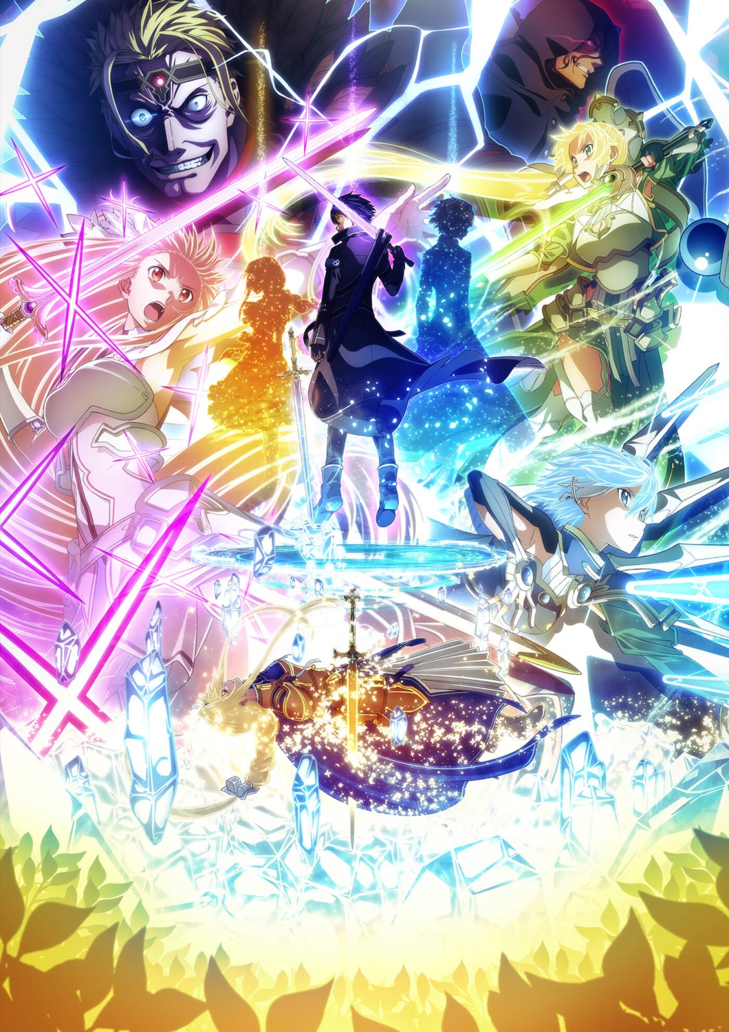 alice_zuberg, armor, asuna_(sword_art_online), eugeo, gabriel_miller, kirito, leafa, sinon, stockings, suzuki_gou, sword, sword_art_online, sword_art_online_alicization, sword_art_online_alicization_-_war_of_underworld, thighhighs, vassago_casals