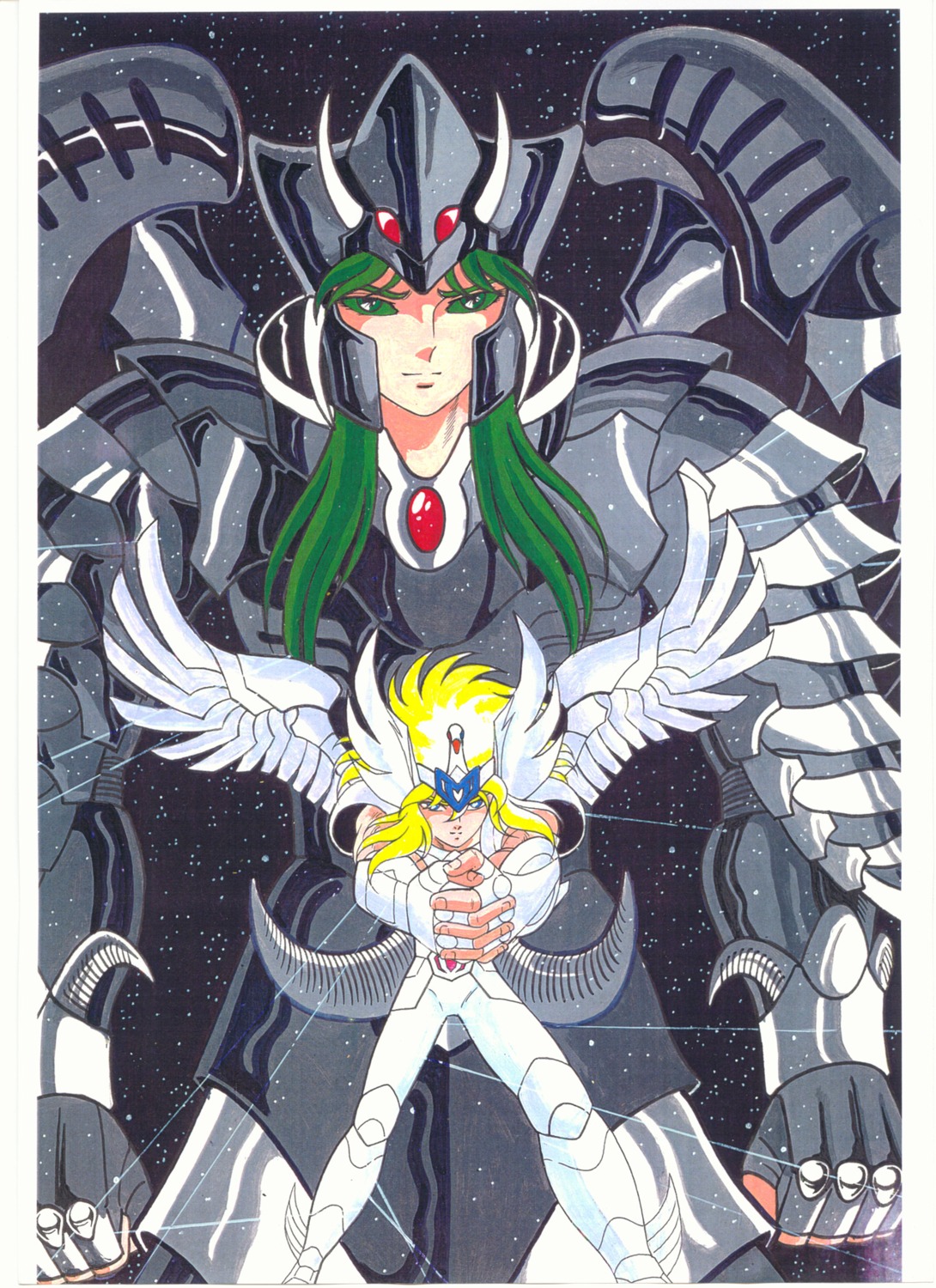 cygnus_hyoga, griffon_minos, male, saint_seiya