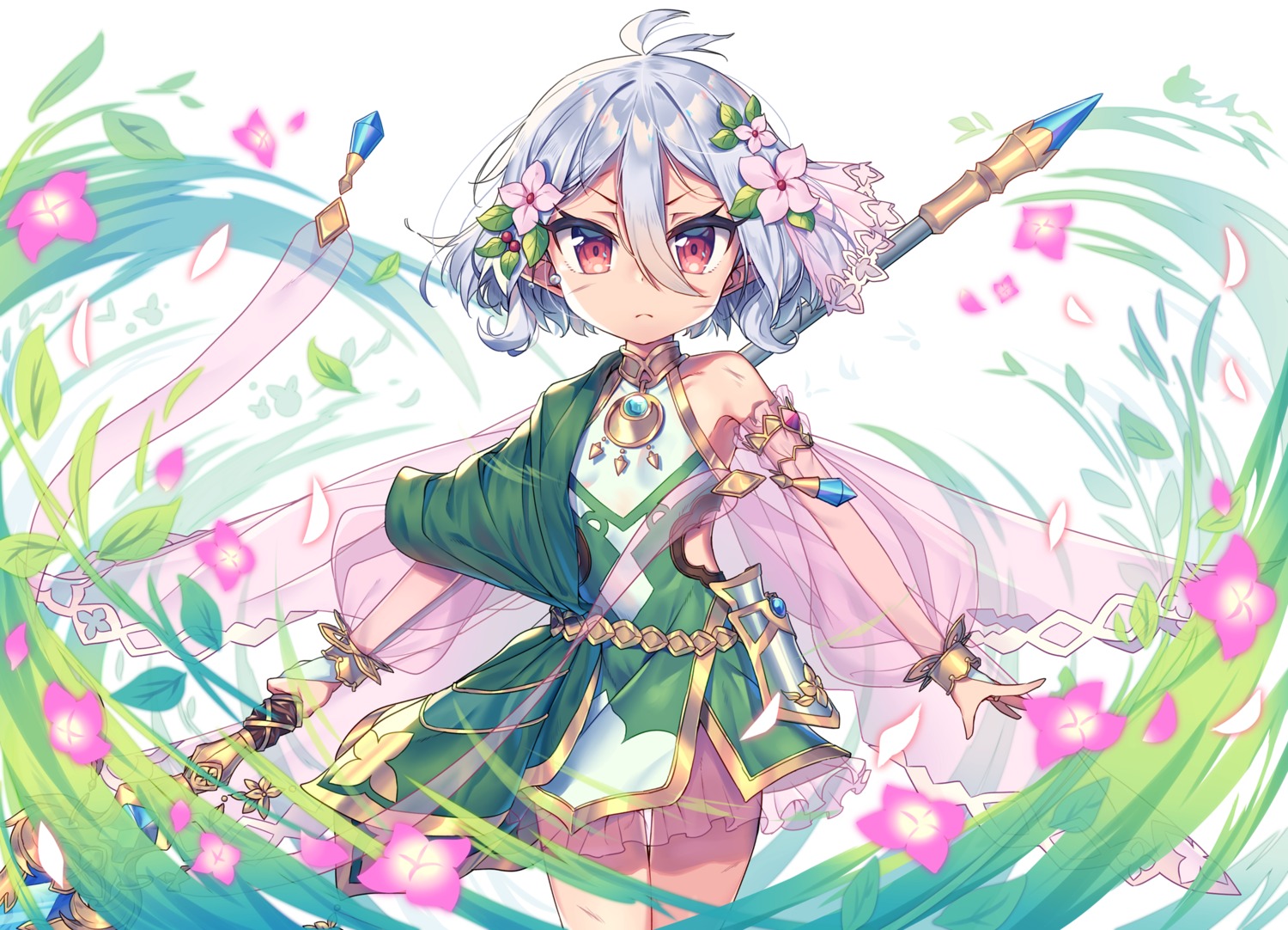 armor, dress, kokkoro, pointy_ears, princess_connect!, princess_connect!_re:dive, see_through, wagashi928