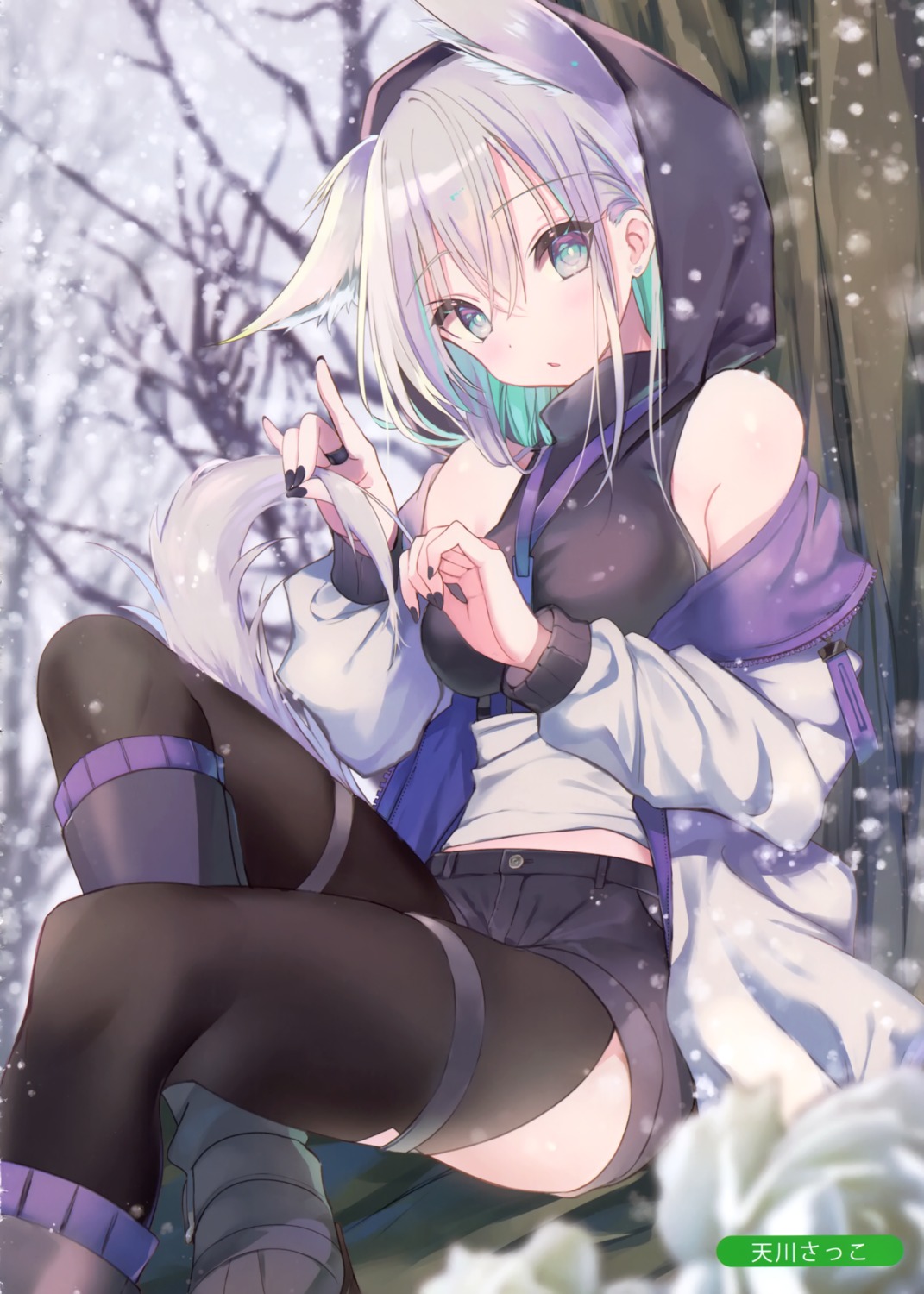 amakawa_sakko, animal_ears, garter, melonbooks, tail, thighhighs