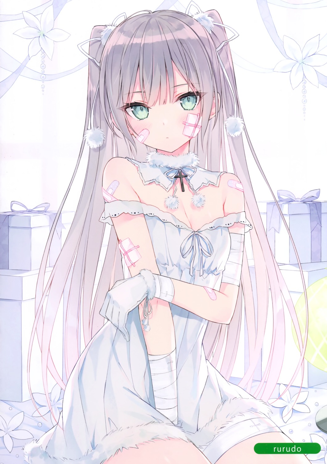 bandages, bandaid, carneades, cleavage, dress, hatsune_(rurudo), melonbooks, rurudo