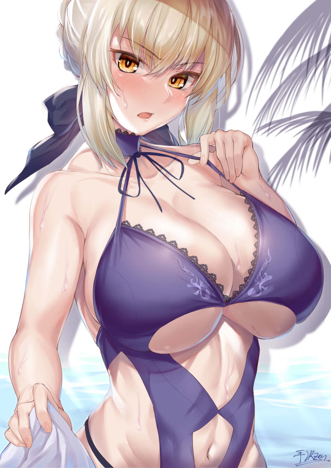 artoria_pendragon_(fate), artoria_pendragon_alter_(fate), fate/grand_order, hirasawa_seiji, swimsuits, underboob, wet