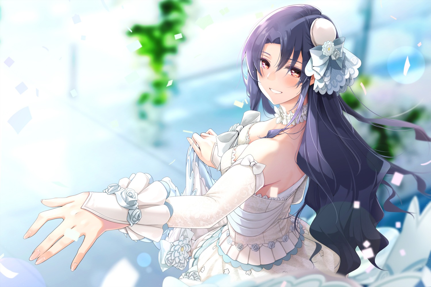 cleavage, dress, giba_(out-low), takayama_sayoko, the_idolm@ster, the_idolm@ster_million_live!, wedding_dress