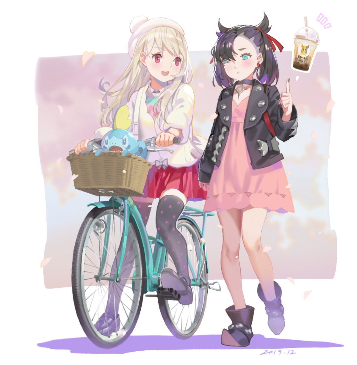 alphonse, dress, mary_(pokemon), pokemon, pokemon_swsh, sobble, thighhighs, yuuri_(pokemon)