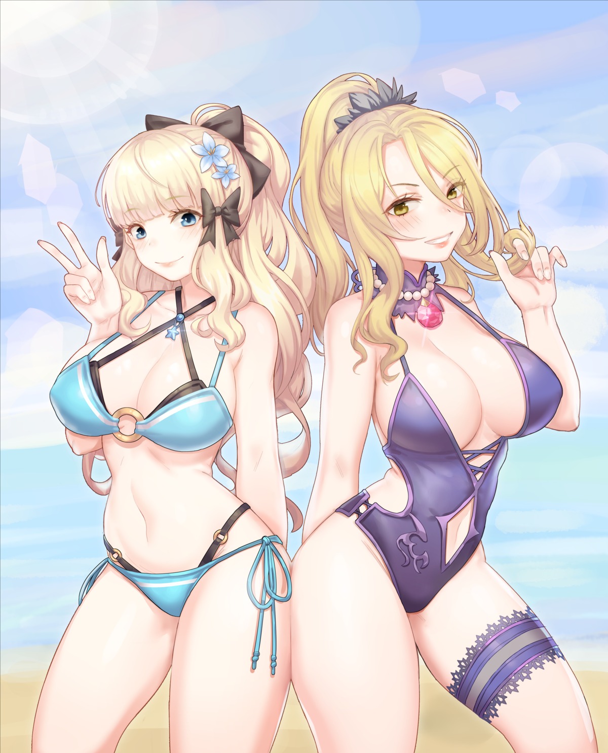 bikini, christina_morgan, garter, mochirong, princess_connect!, princess_connect!_re:dive, sasaki_saren, swimsuits
