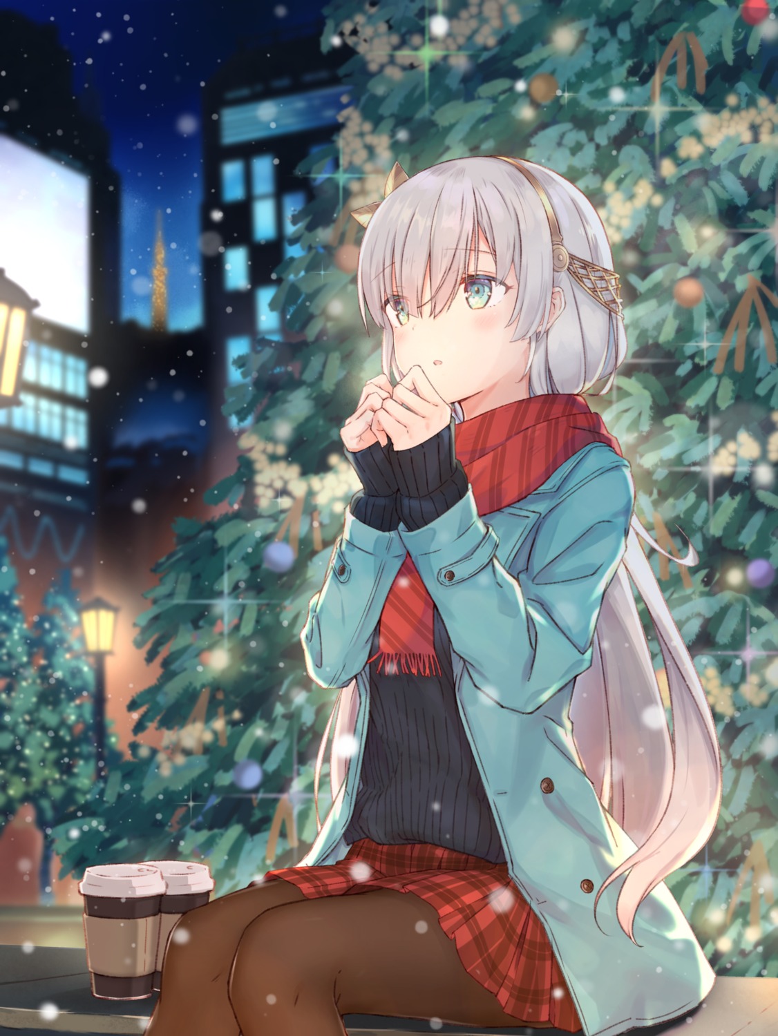 anastasia_(fate/grand_order), christmas, fate/grand_order, kyaroru, pantyhose, sweater