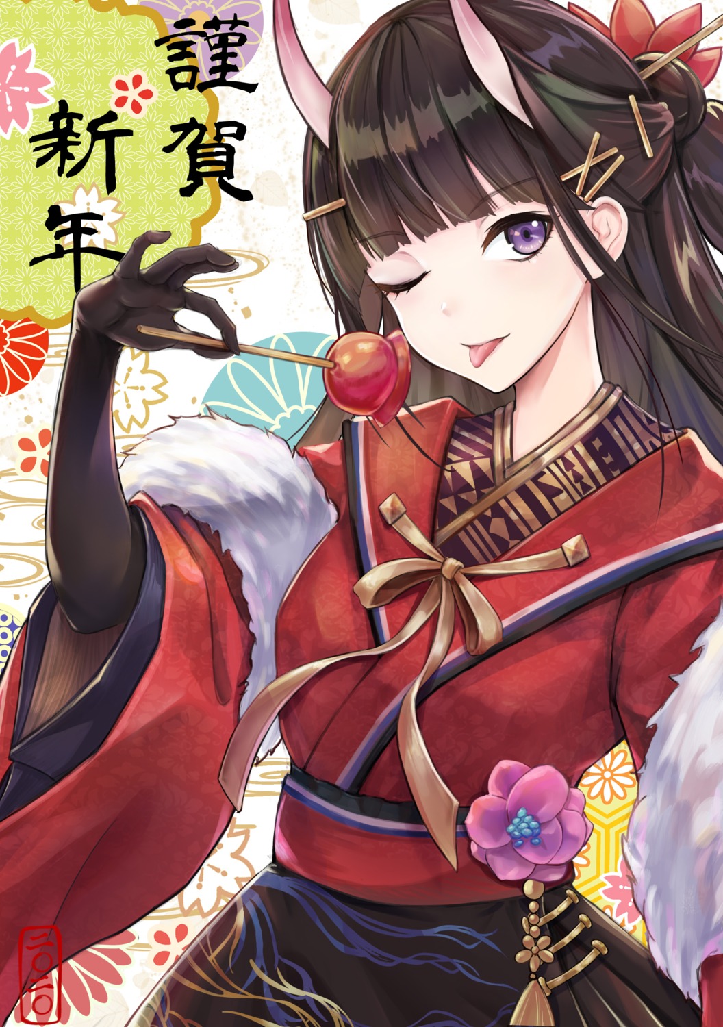 azur_lane, horns, japanese_clothes, noshiro_(azur_lane), saya_kuroha