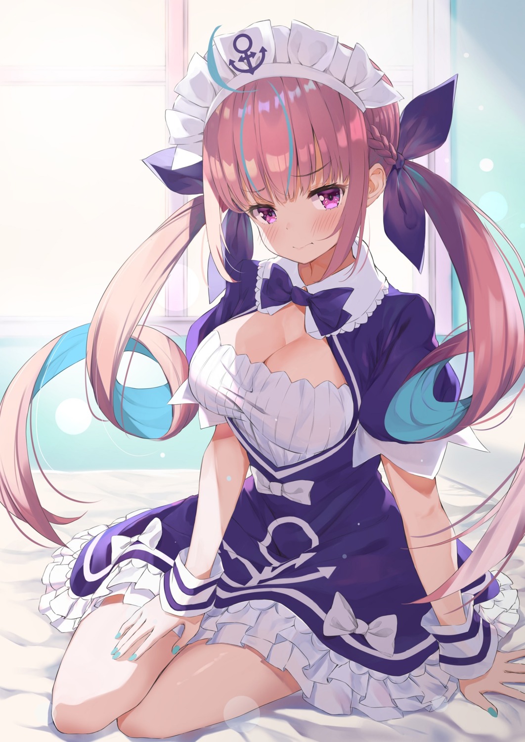 cleavage, hololive, maid, minato_aqua, timo_wei95