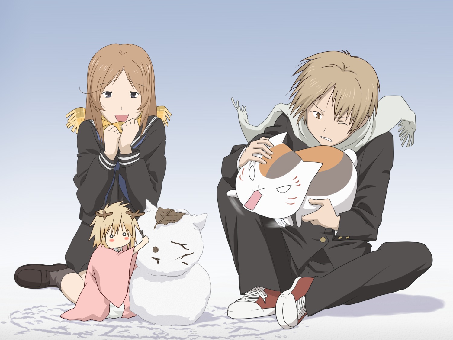 horns, natsume_takashi, natsume_yuujinchou, neko, nyanko, robe, seifuku, taki_tooru, tama_(natsume_yuujinchou)