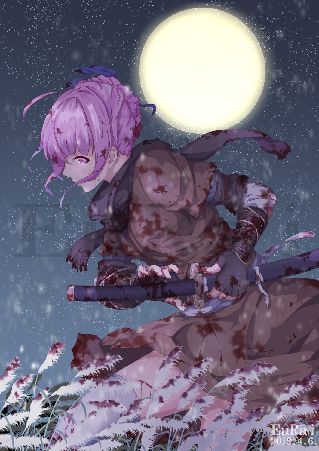blood, cosplay, eurai, hololive, japanese_clothes, minato_aqua, ninja, sekiro:_shadows_die_twice