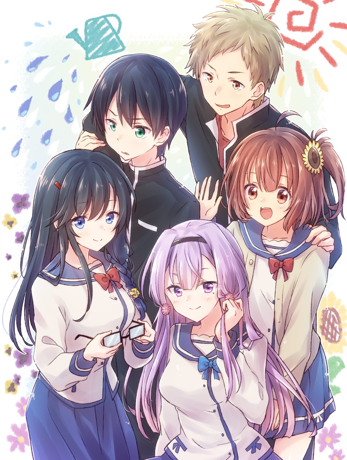 akino_sakura, hinata_aoi, kisaragi_amatsuyu, megane, nyaa_(nnekoron), ore_wo_suki_nano_wa_omae_dake_ka_yo, sanshokuin_sumireko, seifuku