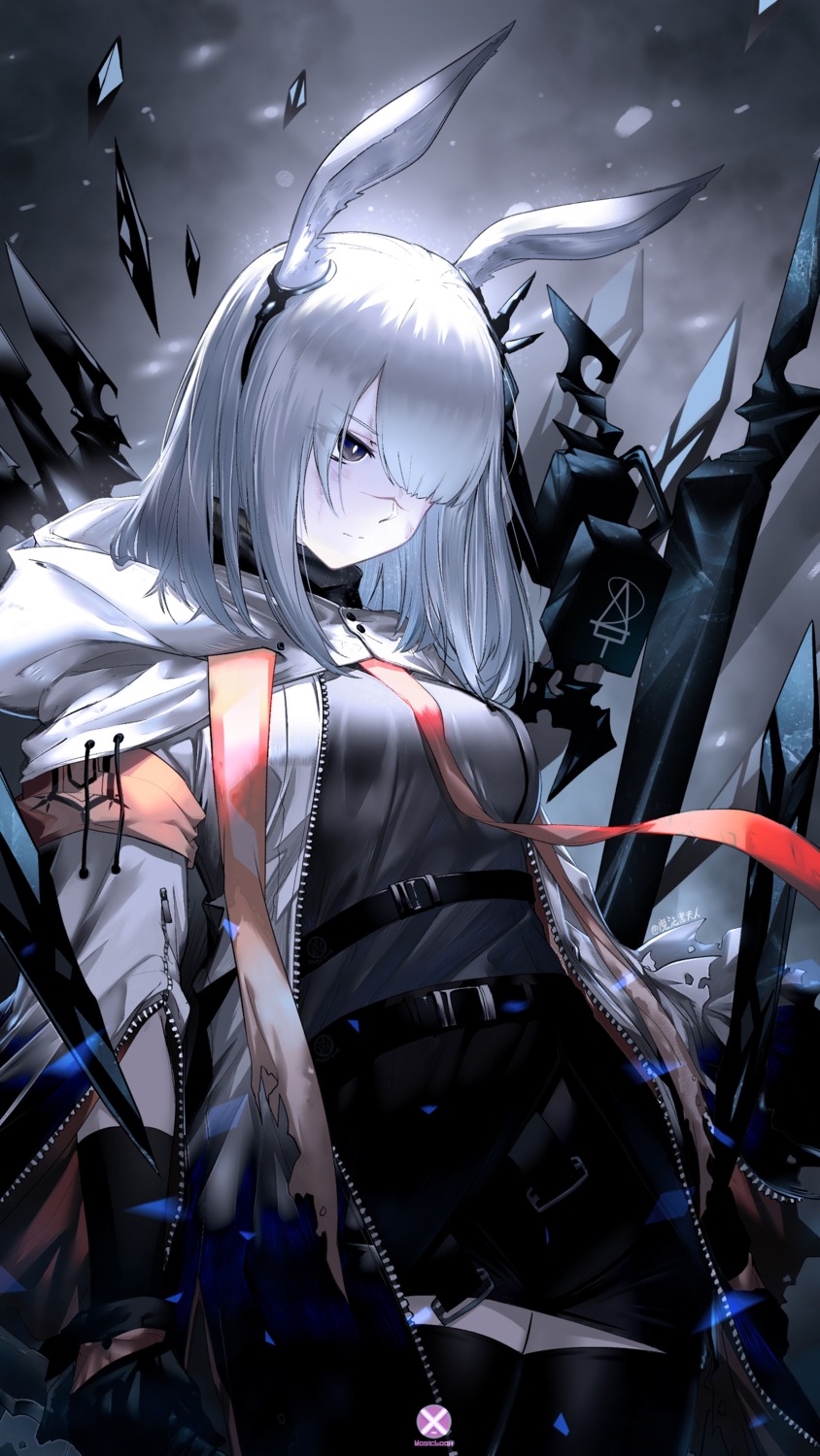 animal_ears, arknights, bunny_ears, frostnova_(arknights), mahousho, thighhighs