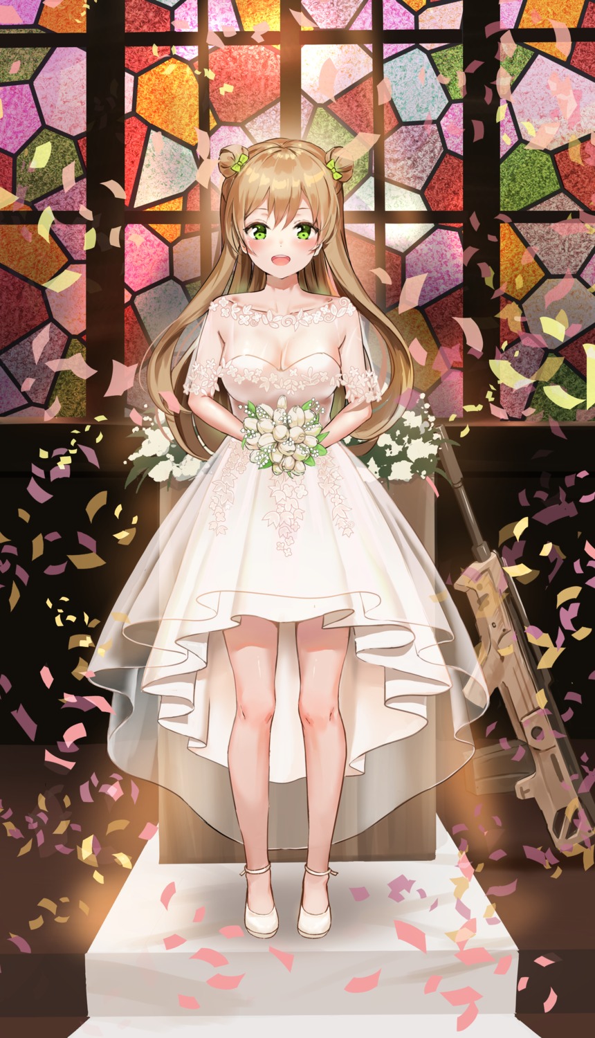 artist_revision, cleavage, dress, girls_frontline, gun, kian, rfb_(girls_frontline), see_through, wedding_dress