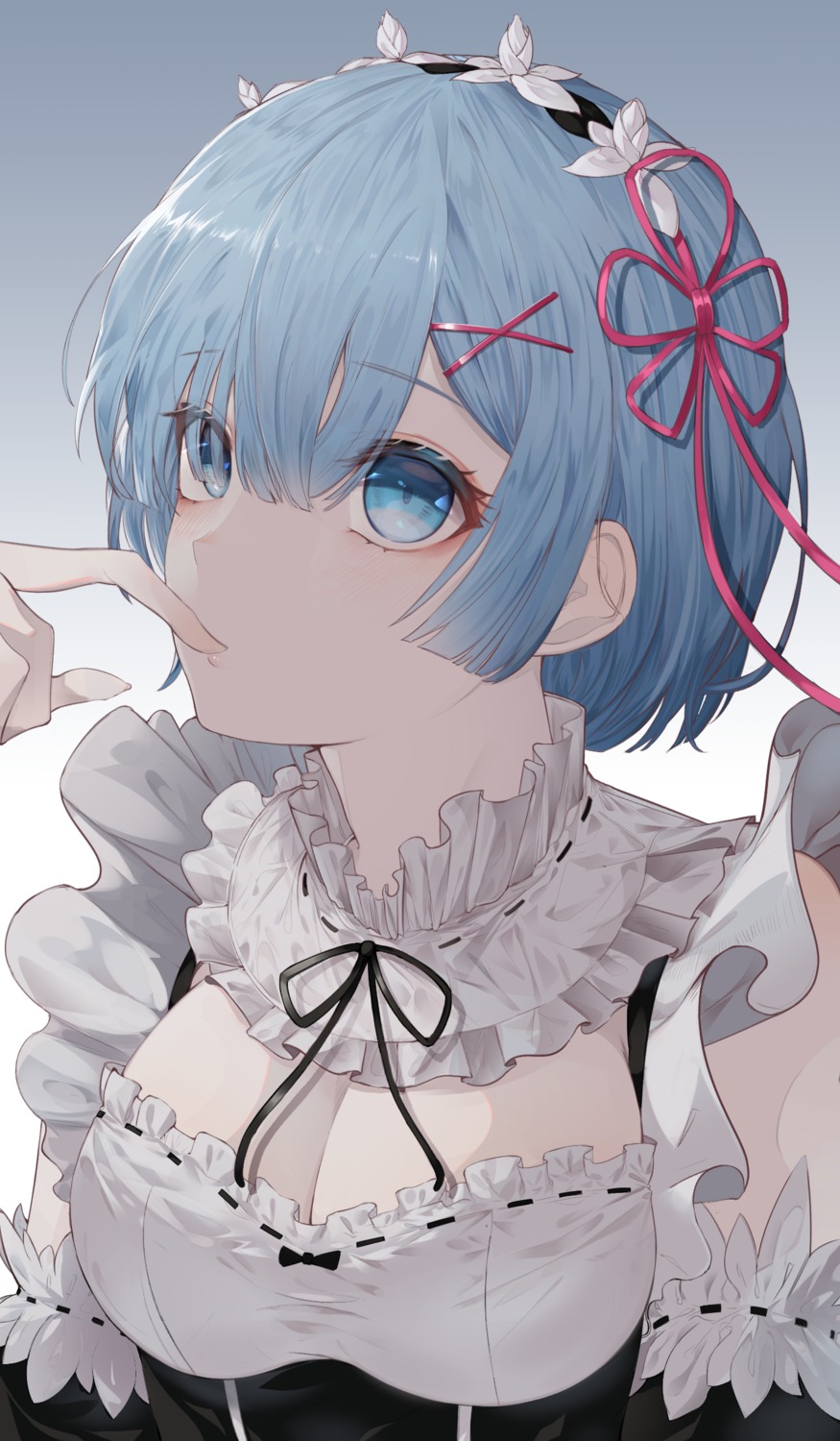 cizzi, cleavage, maid, re:zero_kara_hajimeru_isekai_seikatsu, rem_(re_zero)