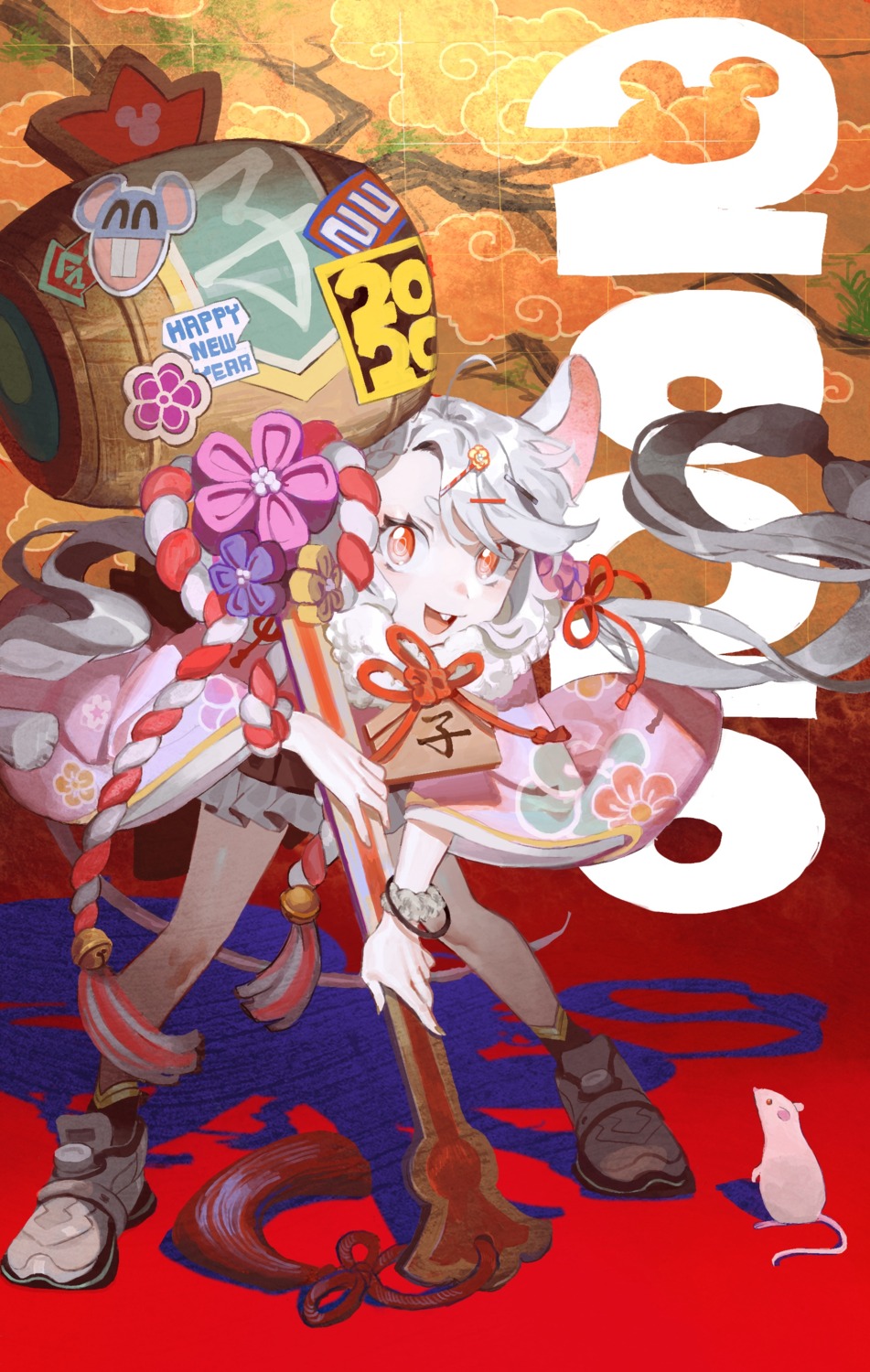 animal_ears, japanese_clothes, ka_4maki, tail, weapon