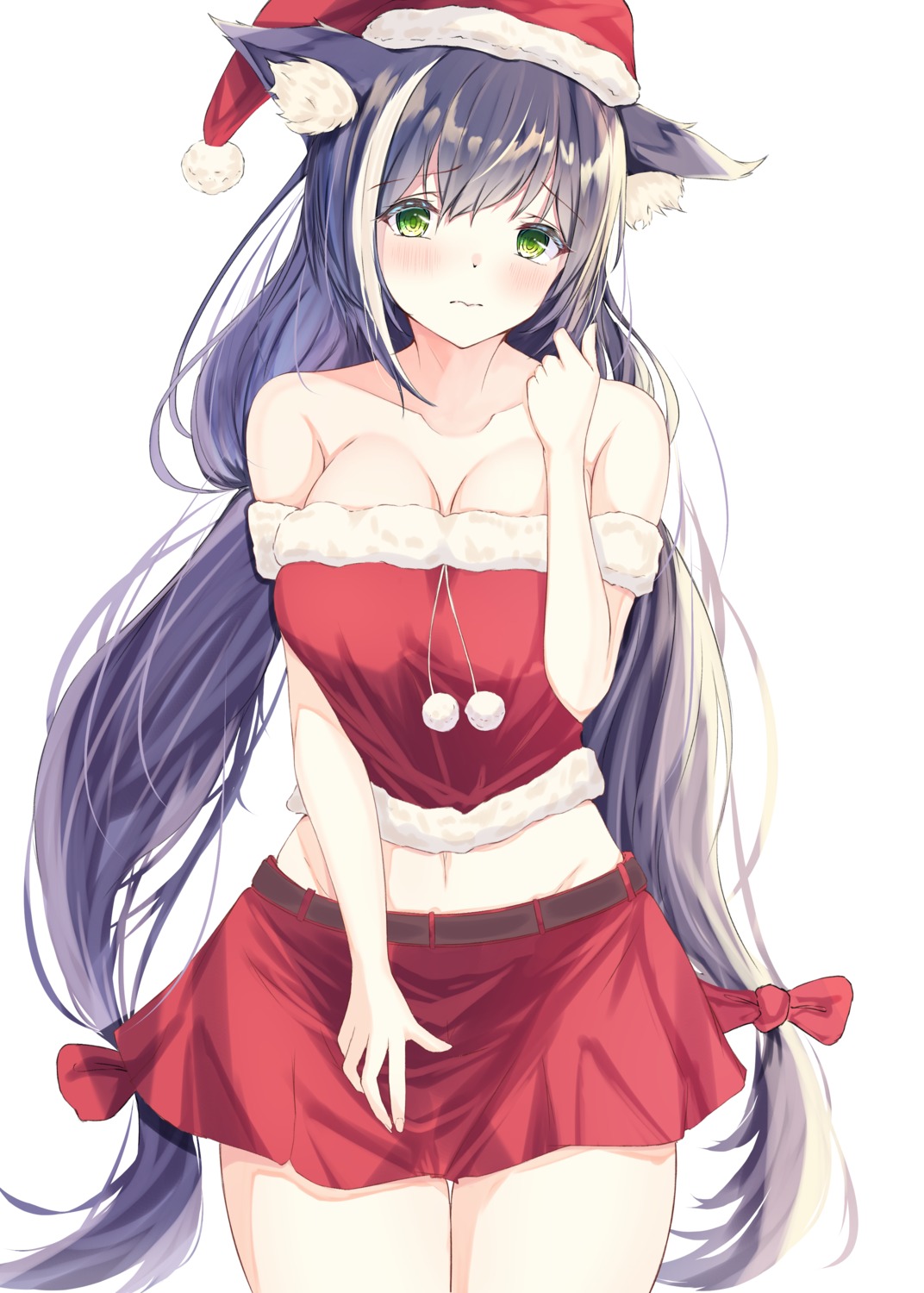 animal_ears, breast_hold, christmas, cleavage, karyl_(princess_connect), megumi_kei, princess_connect!, princess_connect!_re:dive
