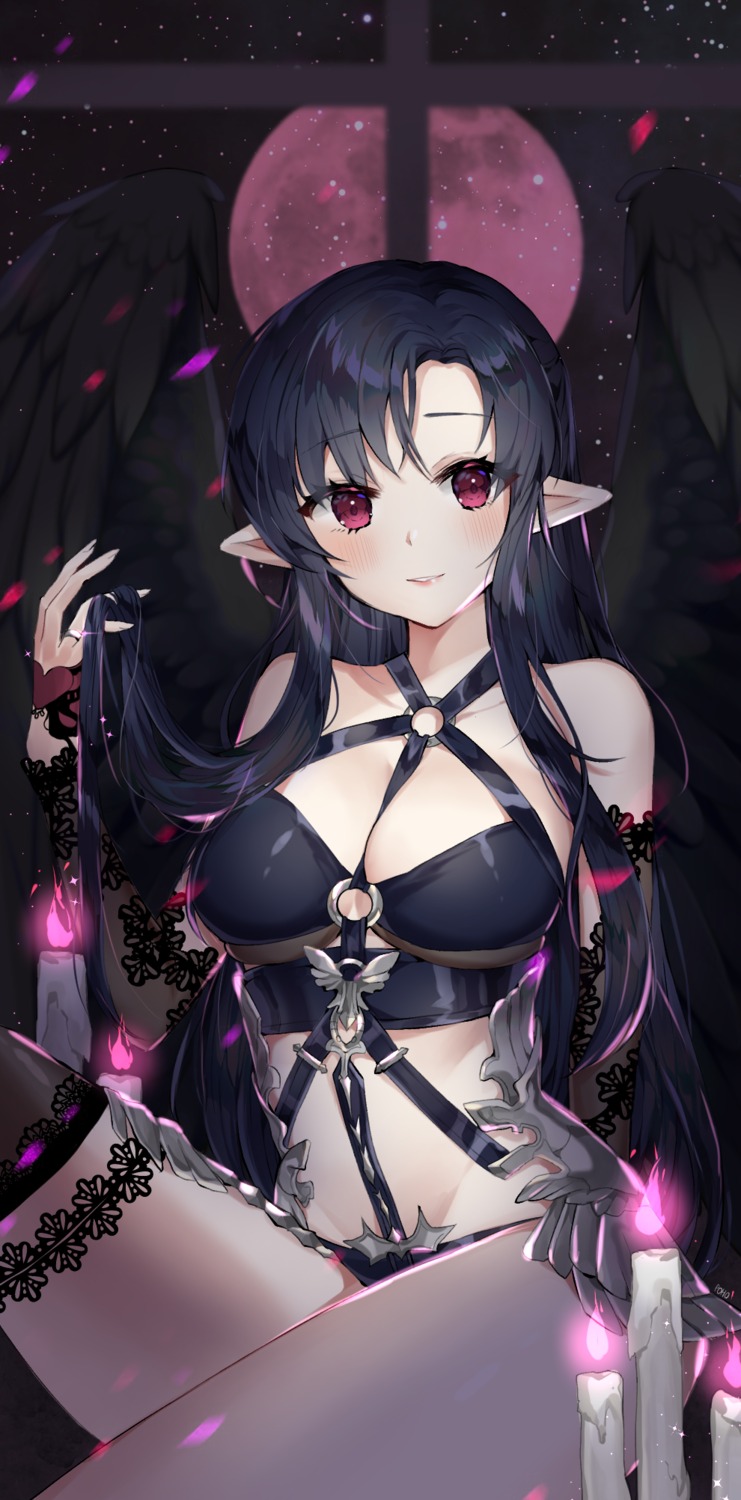 armor, bikini_armor, cleavage, garter, mabinogi, poho, pointy_ears, thighhighs