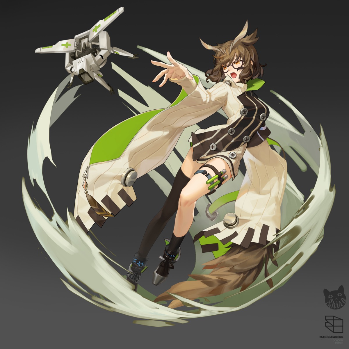 arknights, garter, megane, silent_(arknights), thighhighs, yuden6969