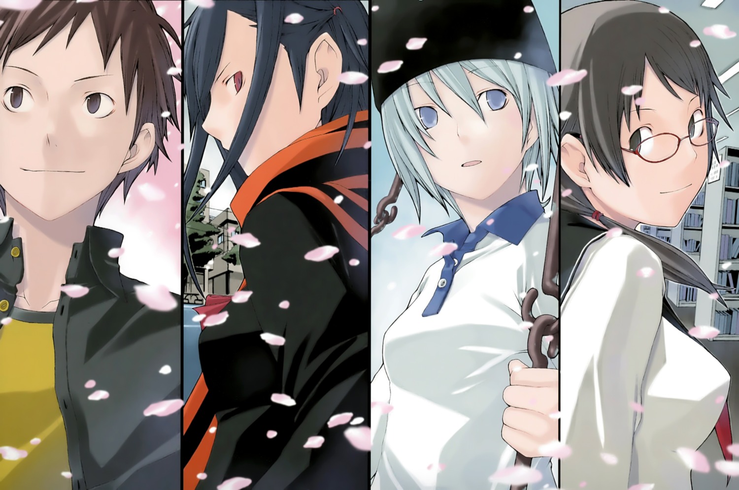 hiizumi_akina, isone_kotoha, megane, nanami_ao, seifuku, yarisakura_hime, yasuda_suzuhito, yozakura_quartet