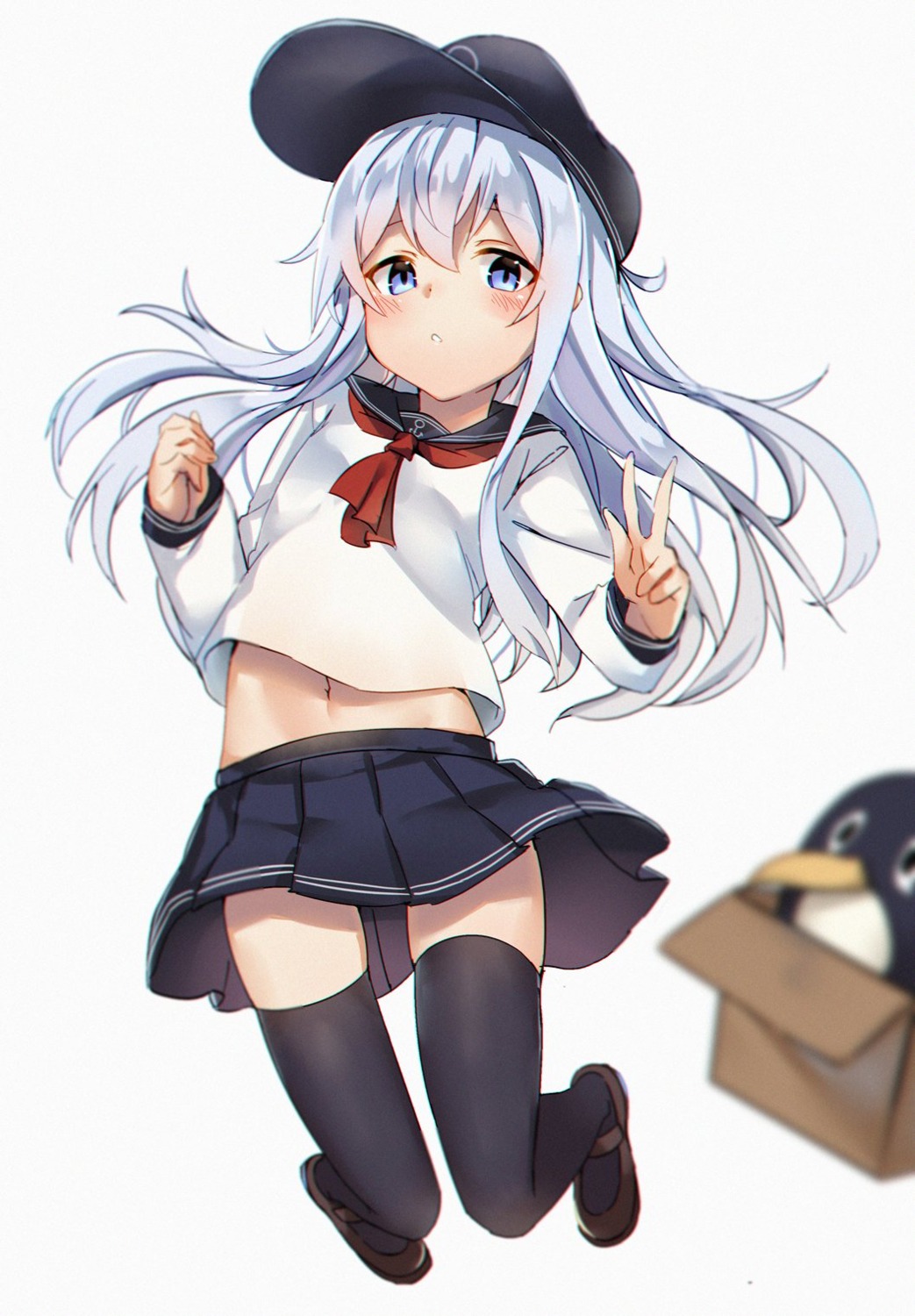 hibiki_(kancolle), kantai_collection, kure_(kure_ng), seifuku, skirt_lift, thighhighs