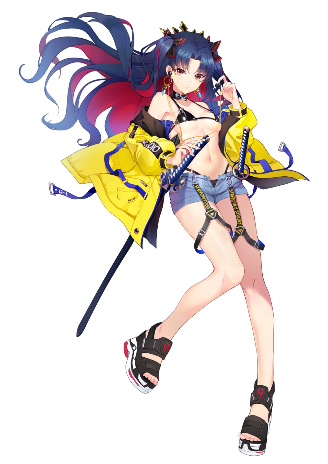 bikini, fate/grand_order, ishtar_(fate), luobo_(nsnr8754), open_shirt, space_ishtar_(fate), swimsuits, sword
