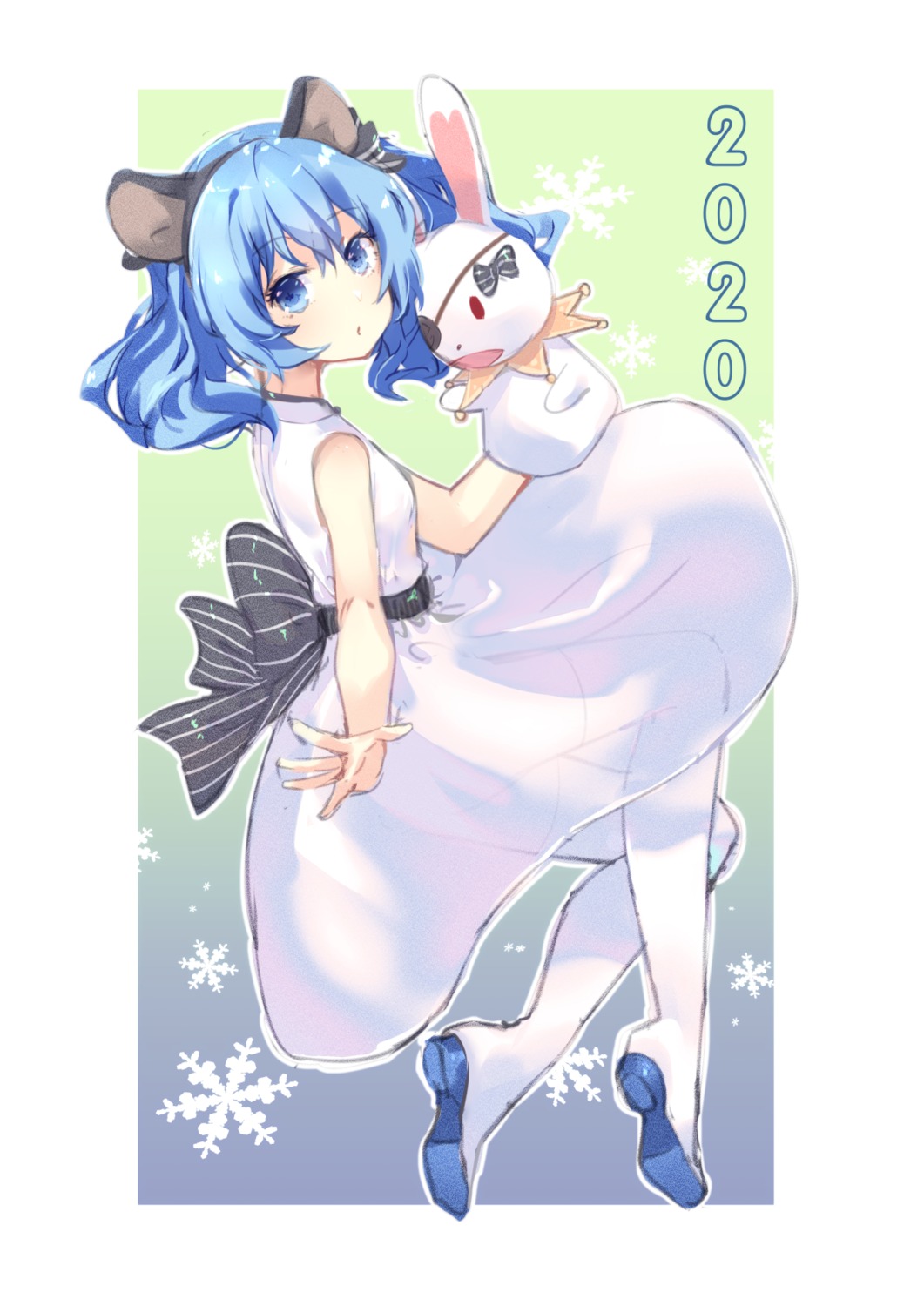 animal_ears, date_a_live, dress, heels, himekawa_yoshino, mo_(pixiv9929995), see_through, skirt_lift