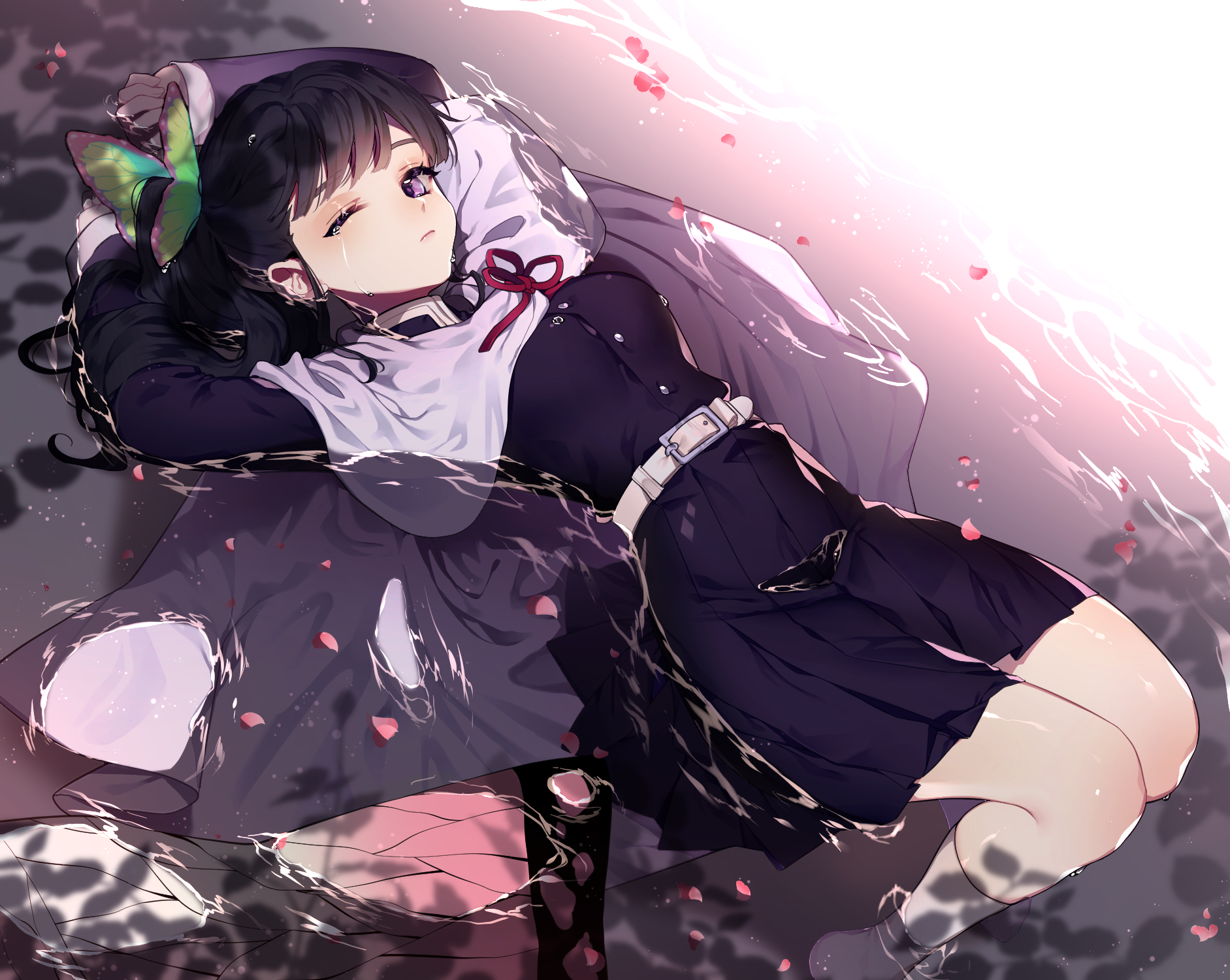 japanese_clothes, kimetsu_no_yaiba, rimsuk, tsuyuri_kanao, uniform, wet