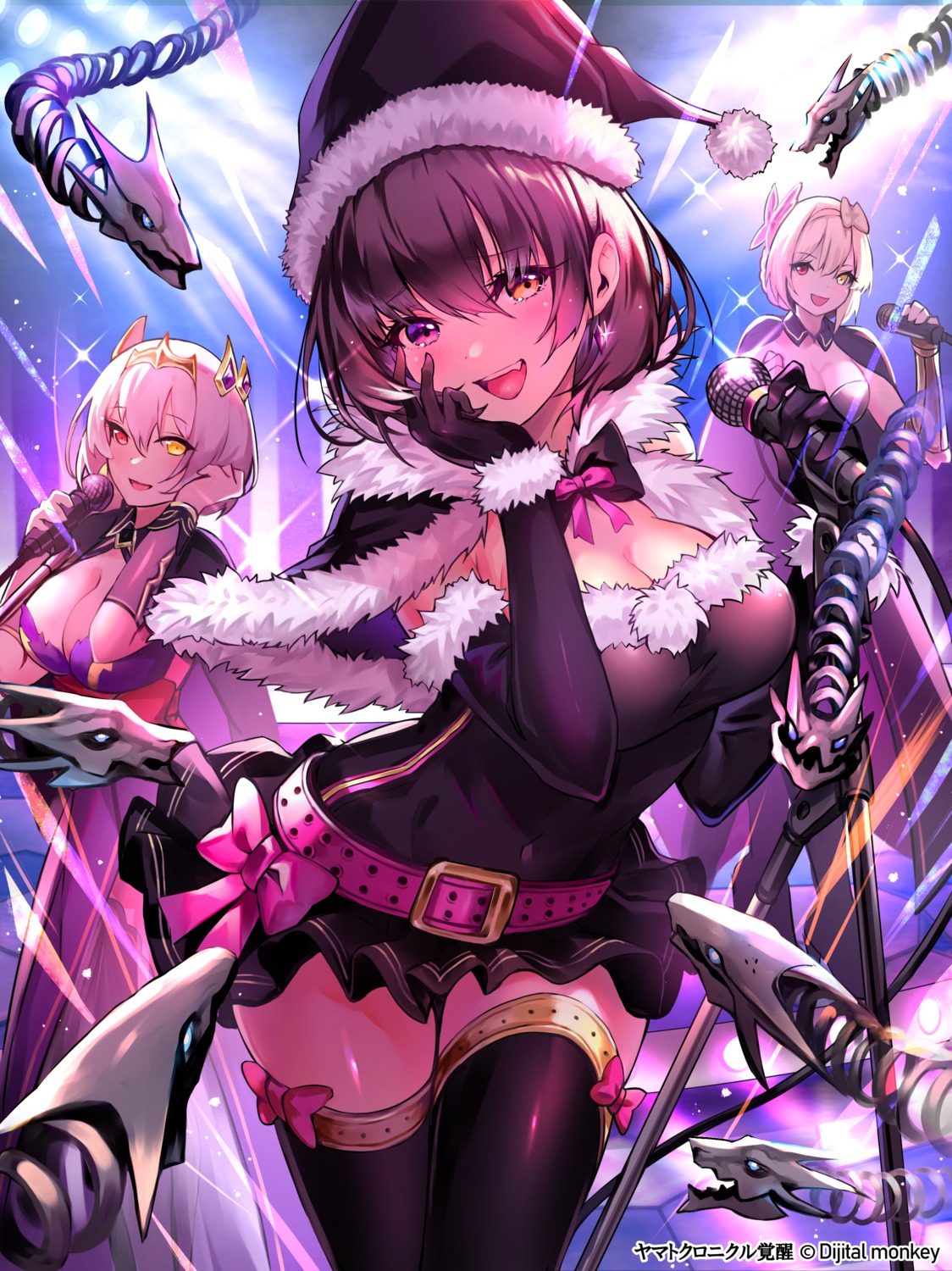 christmas, cleavage, heterochromia, pierorabu, thighhighs, yamato_chronicle_kakusei