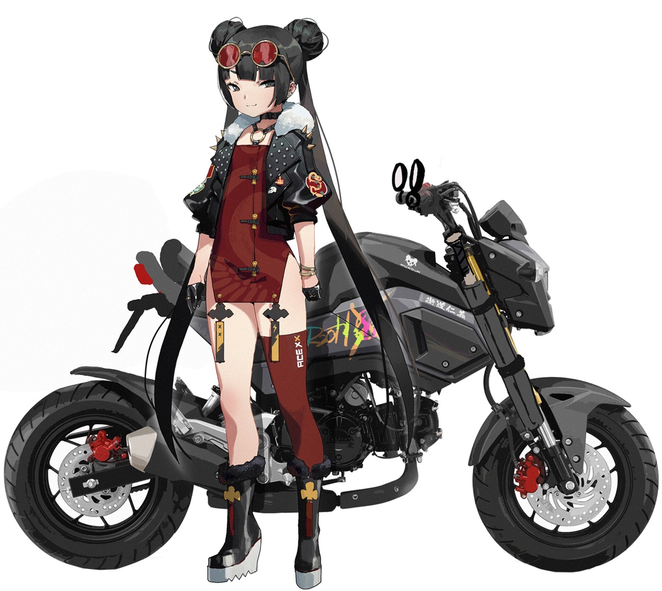 chinadress, heels, megane, thighhighs, waterkuma