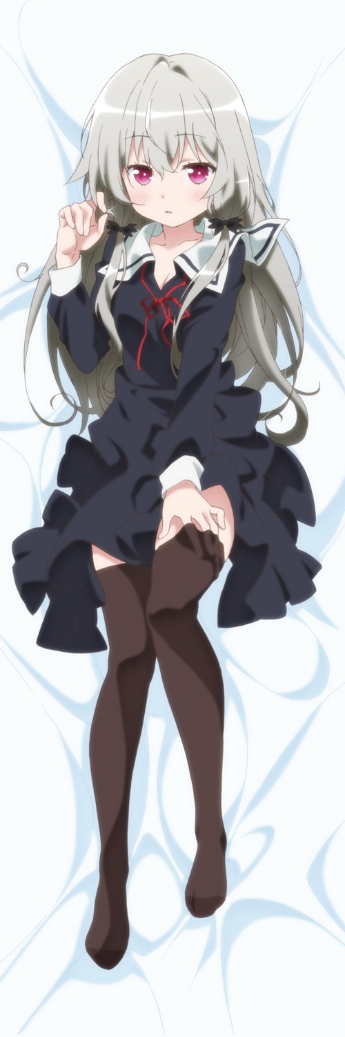 cleavage, dakimakura, dress, skirt_lift, sophie_twilight, tagme, thighhighs, tonari_no_kyuuketsuki-san