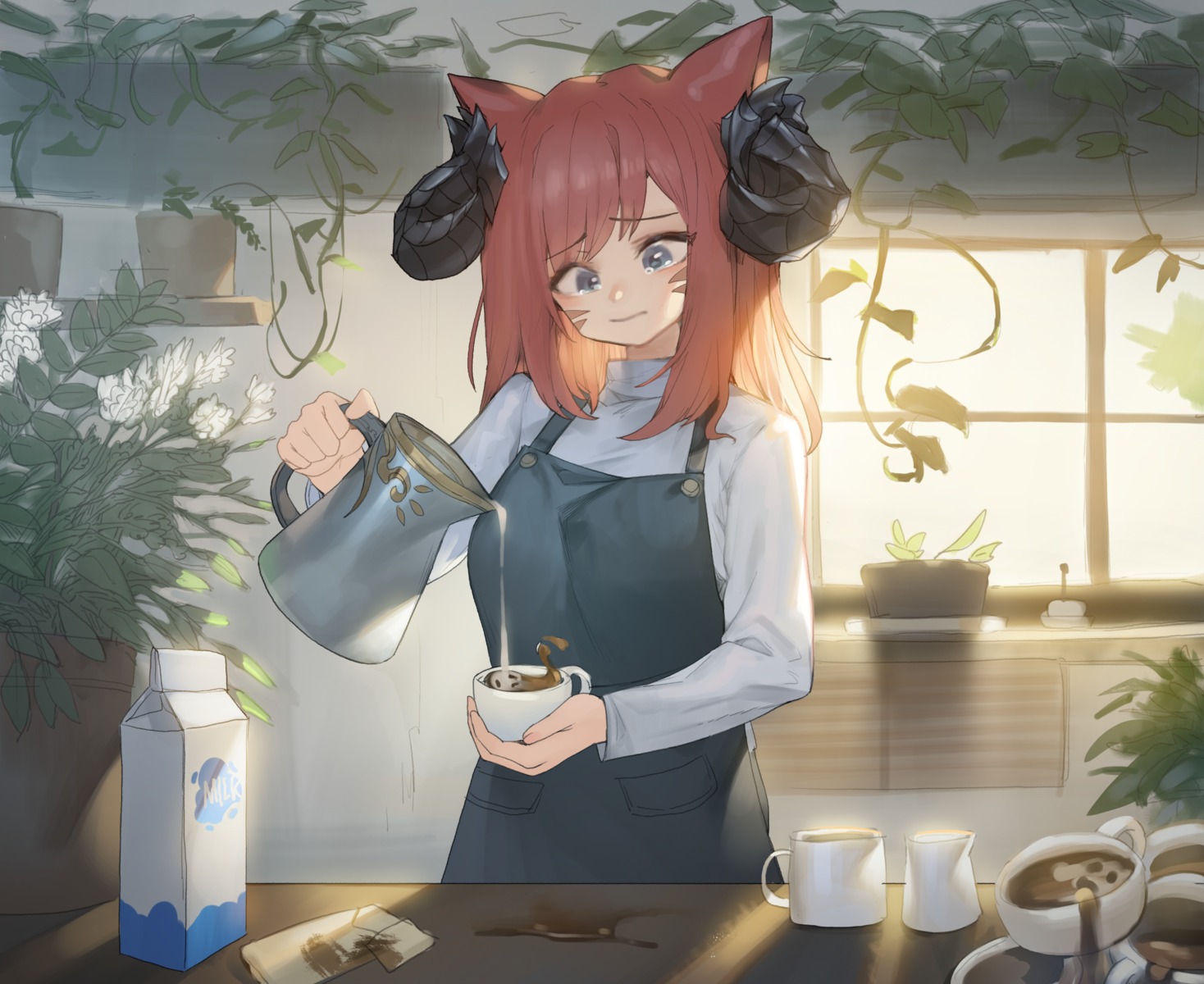 animal_ears, final_fantasy, final_fantasy_xiv, horns, romana