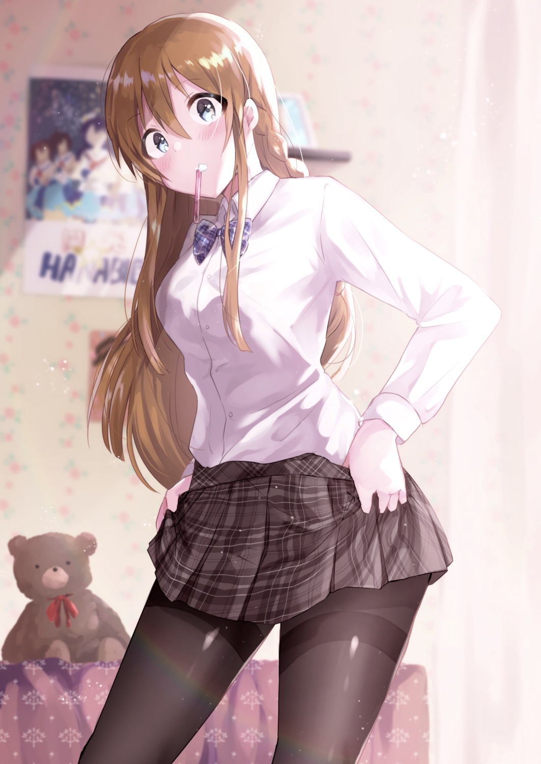 imas_ll, kousaka_umi, pantyhose, seifuku, skirt_lift, the_idolm@ster, the_idolm@ster_million_live!, undressing