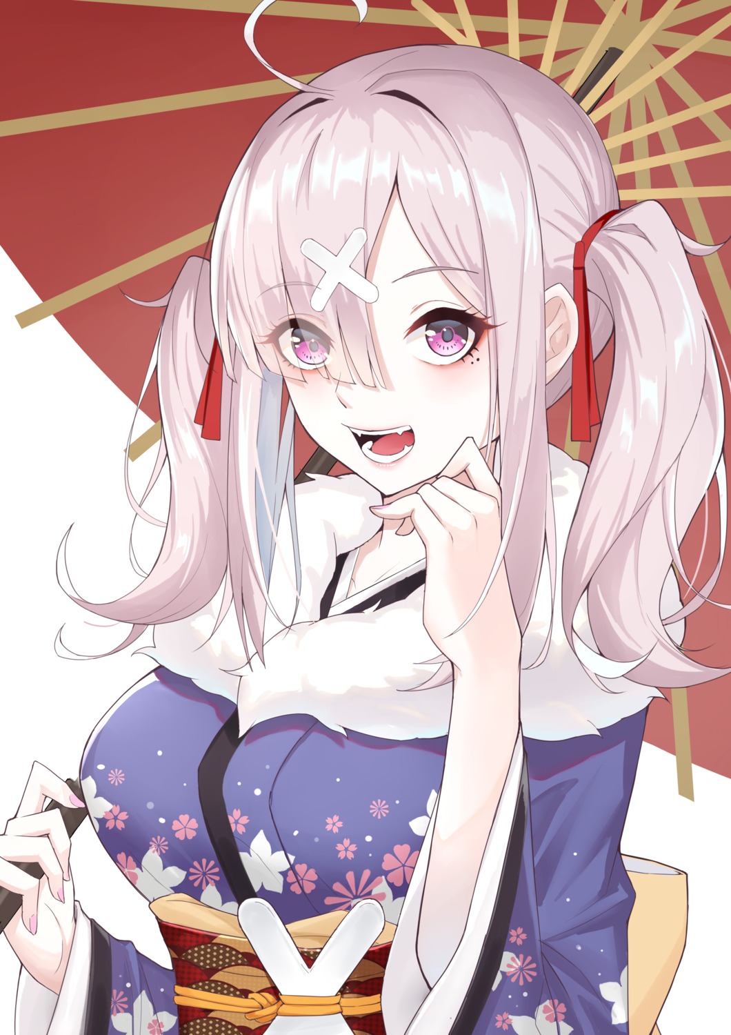 hongye_feixue, japanese_clothes, nijisanji, sukoya_kana, umbrella