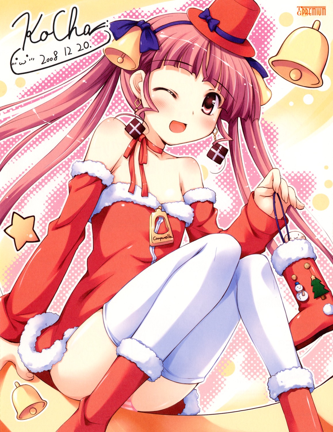 bleed_through, christmas, ko~cha, minette, pantsu, shimapan, shukufuku_no_campanella, thighhighs