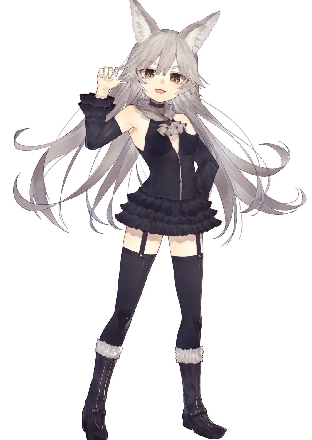 animal_ears, cleavage, heels, no_bra, riuichi, stockings, thighhighs