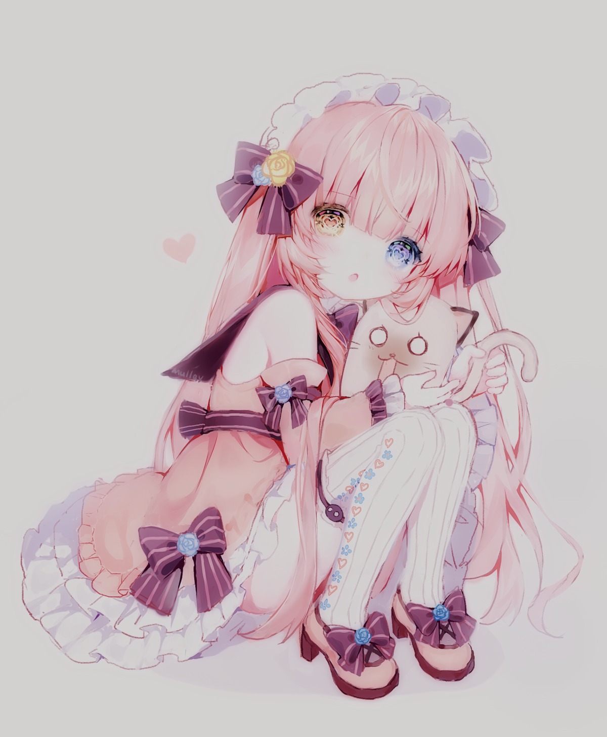 dress, eksistere_kyrenia, girl_cafe_gun, girl_cafe_gun_ii, heels, heterochromia, lolita_fashion, mullay, neko, sketch, skirt_lift, thighhighs