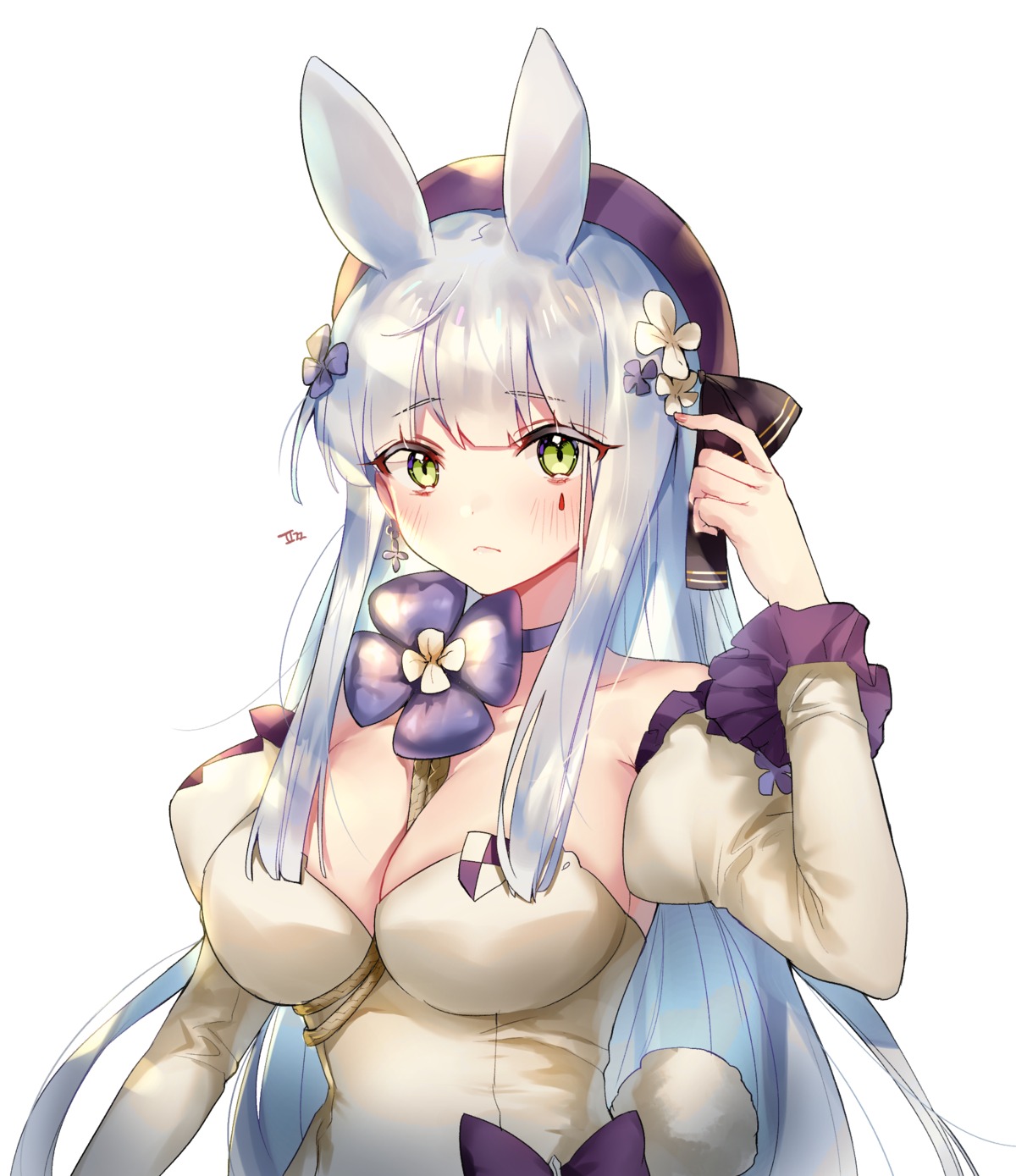 animal_ears, bunny_ears, cleavage, girls_frontline, hk416_(girls_frontline), puckjjick_(belbesi19), tail