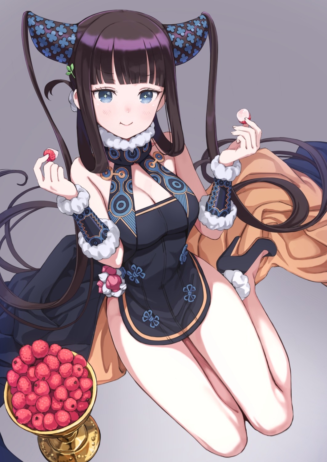 asian_clothes, cleavage, fate/grand_order, heels, horns, tuchinokoeffect, yang_yuhuan_(fate)